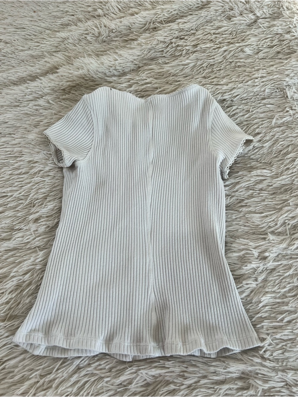 Free People Ribbed Button-Front Short Sleeve Top - Cream - Picture 2 of 2